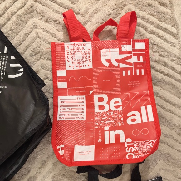 Lululemon Reusable Shopping Tote Bags Be All In Red Black White Large Small - Picture 4 of 6